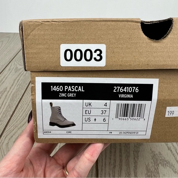 Dr. Marten's 1460 Pascal Virginia Leather Boots L6/EUR37 Zinc Grey $170 - Picture 10 of 10